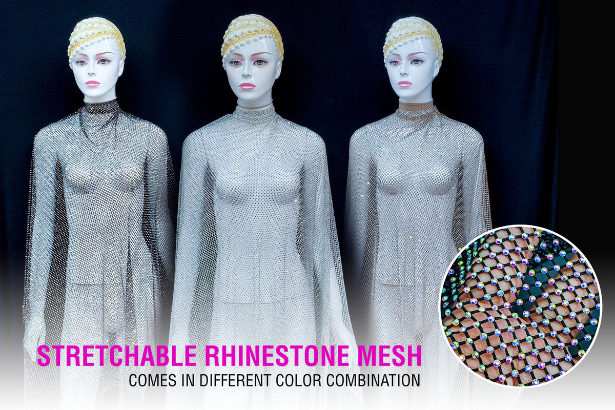 36 x 48 Rhinestone Mesh Fabric with Crystal AB Stones – Hai Trim &  Feathers
