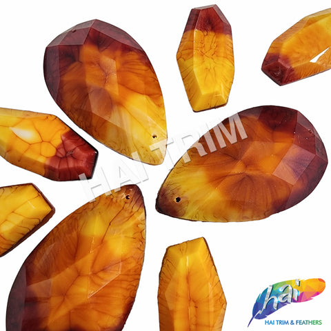 Matte Ombre Marble Acrylic Stones - Yellow/Orange/Red #2