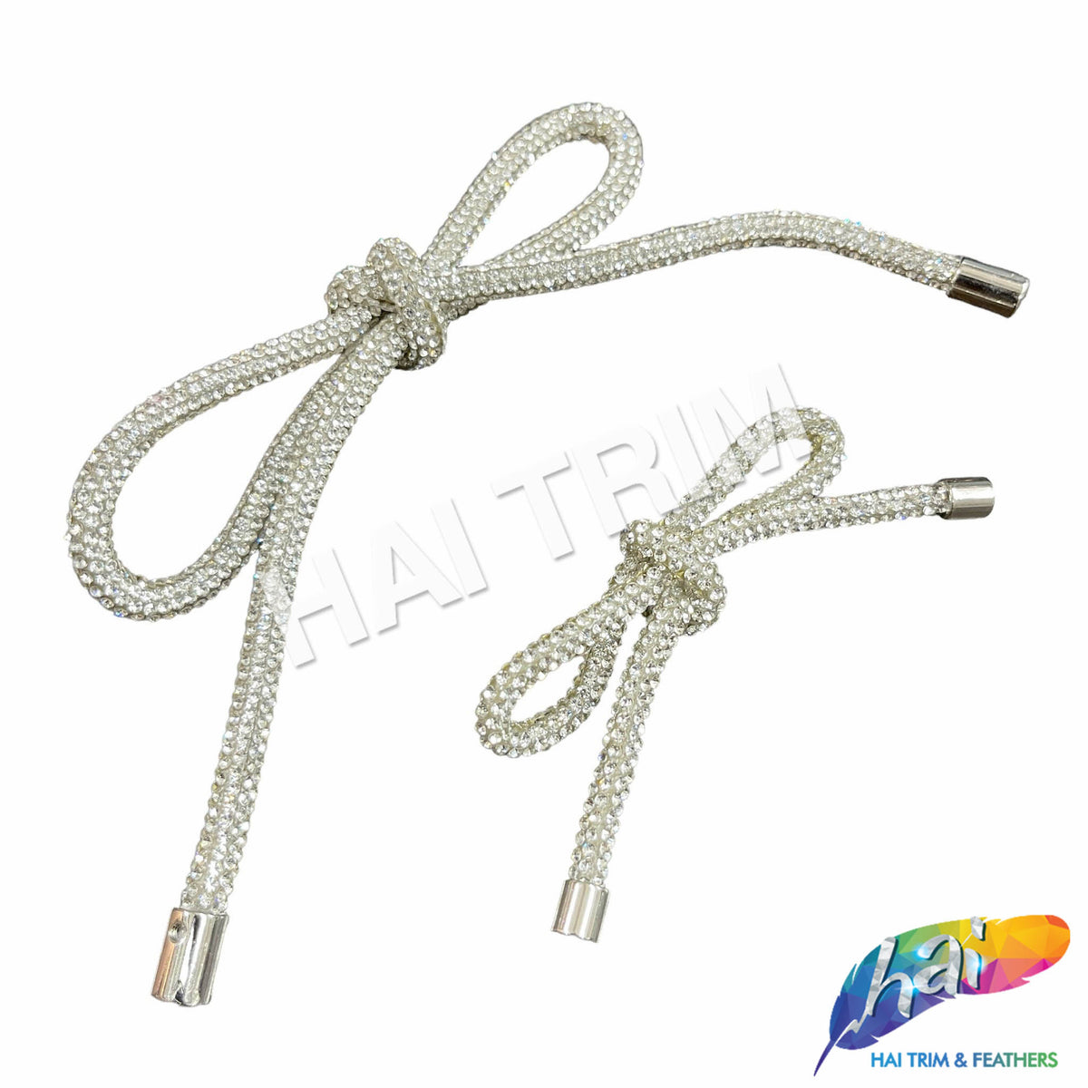 Crystal Rope Rhinestone Drawstring Bow Piece with Metal Stopper