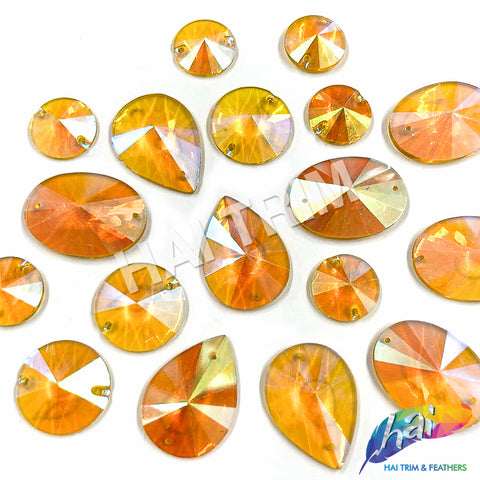 Yellow AB Pointed Resin Stones, #03