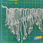 SALE! 6" Variegated White/Clear AB Pearl Beaded Fringe, FR-050