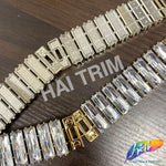 1" Gold/Crystal Rectangle Plastic Stud Trim, PST-213