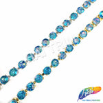 10mm (3/8") Turquoise AB Acrylic Diamante Cupchain Trim, CST-001