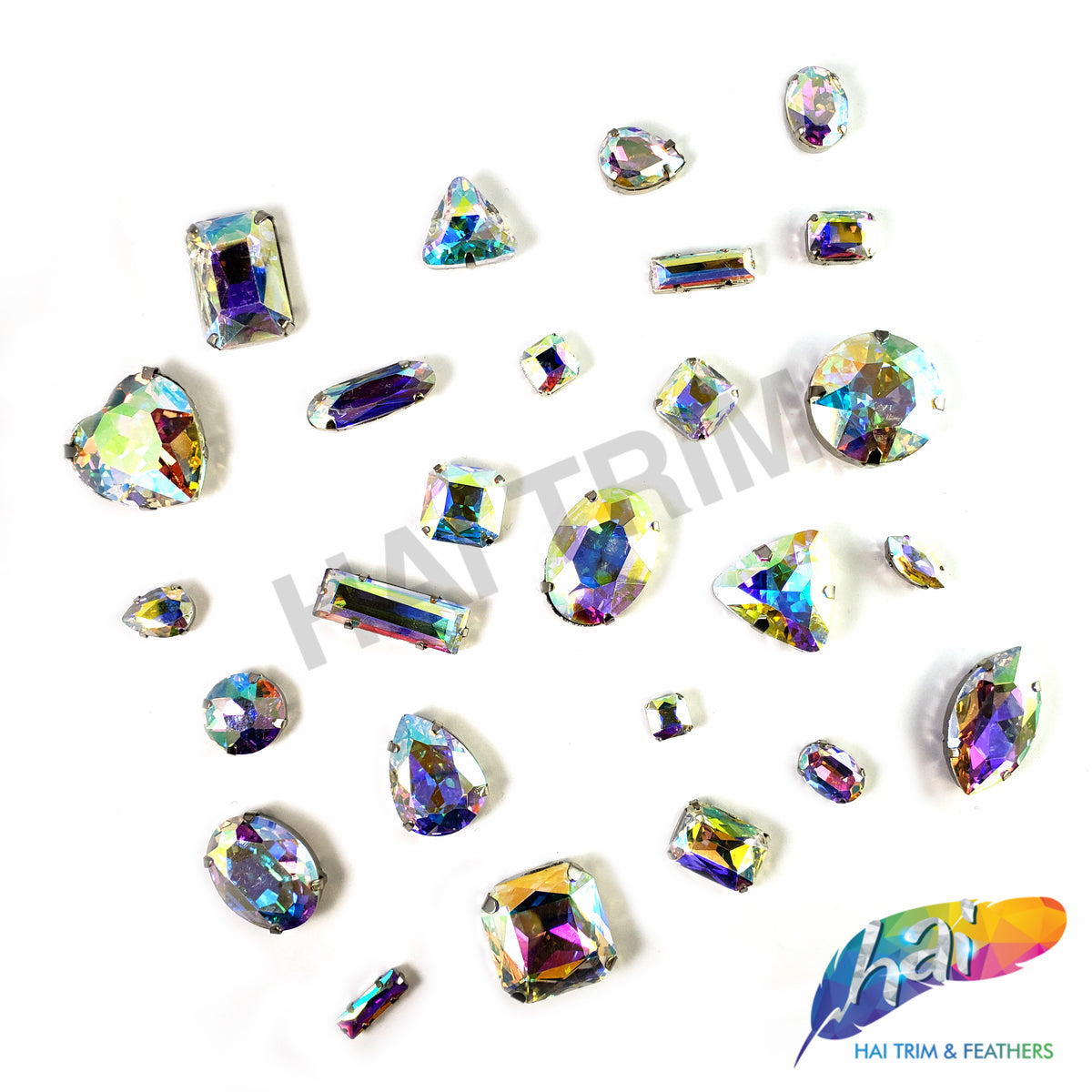 18x27mm Teardrop Crystal AB Sew-on Rhinestones – Hai Trim & Feathers