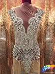 Crystal Beaded Rhinestone Dress Bodice Applique, BRD-02