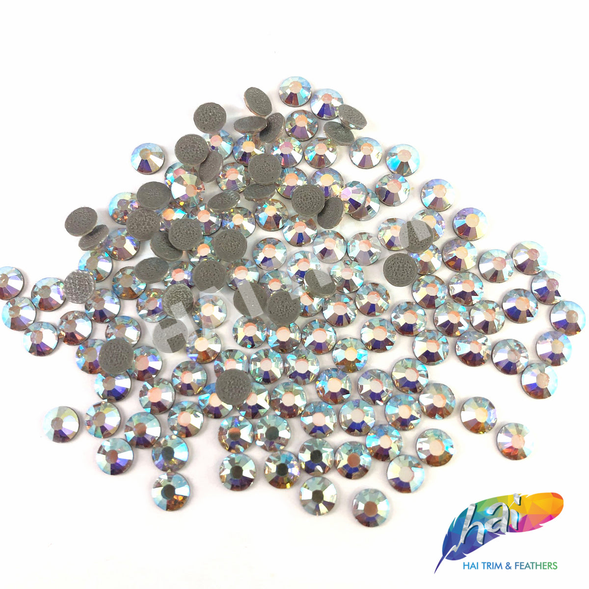 2pcs Swarovski Crystal AB Cosmic Sew-On Rhinestones – 26x21mm, Multicolor, Edge Drilled