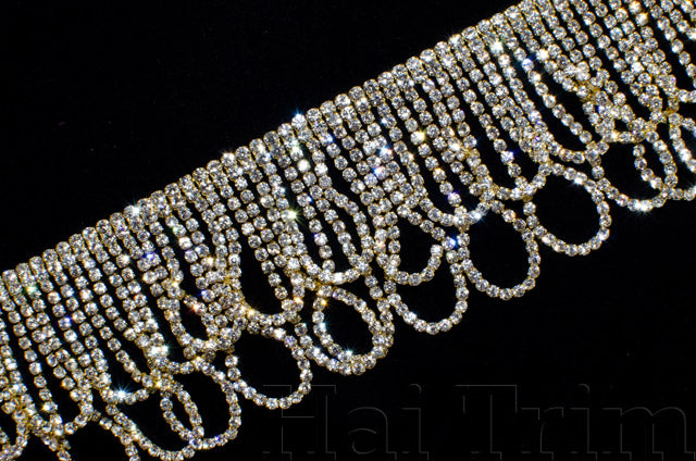 Vintage Metallic Silver and Iridescent Rhinestones Fabric Backed Trim - 6  - Metallic - Trims & Chains - Trims