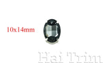 10x14mm Black Diamond Oval Sew-on Rhinestones w/ Metal Setting