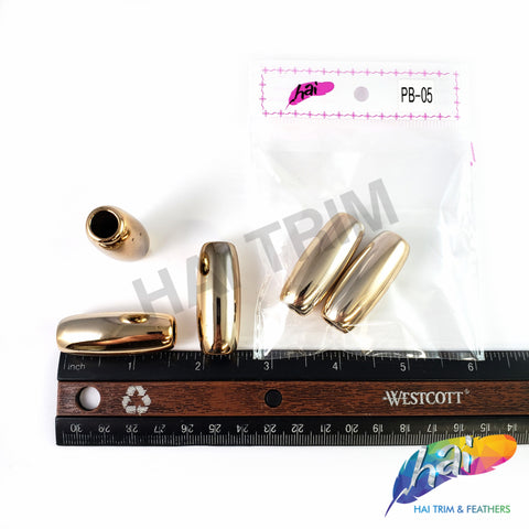 15x40mm Light Rose Gold Metallic Beads, PB-05 (5 pieces)