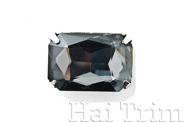 20x30mm Black Diamond Teardrop Sew-on Rhinestones w/ Metal Setting
