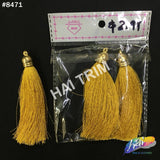 3 1/4" Silk Tassels with Gold Cap, TSL-01 (3 pieces)
