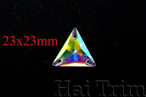 23x23mm Triangle Crystal AB Sew-on Rhinestones