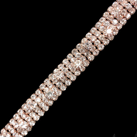1/2" 4-row 12ss (3mm) Crystal Rhinestone Cupchain Trim with 20ss Rhinestones, RT-023