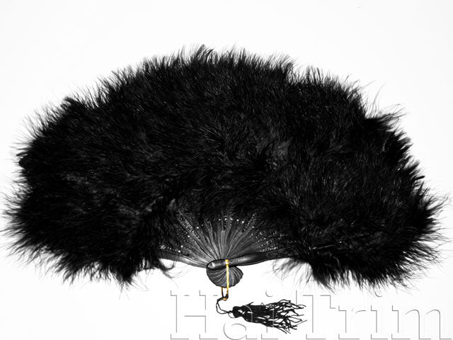 Black Ostrich Feather Fan – Hai Trim & Feathers