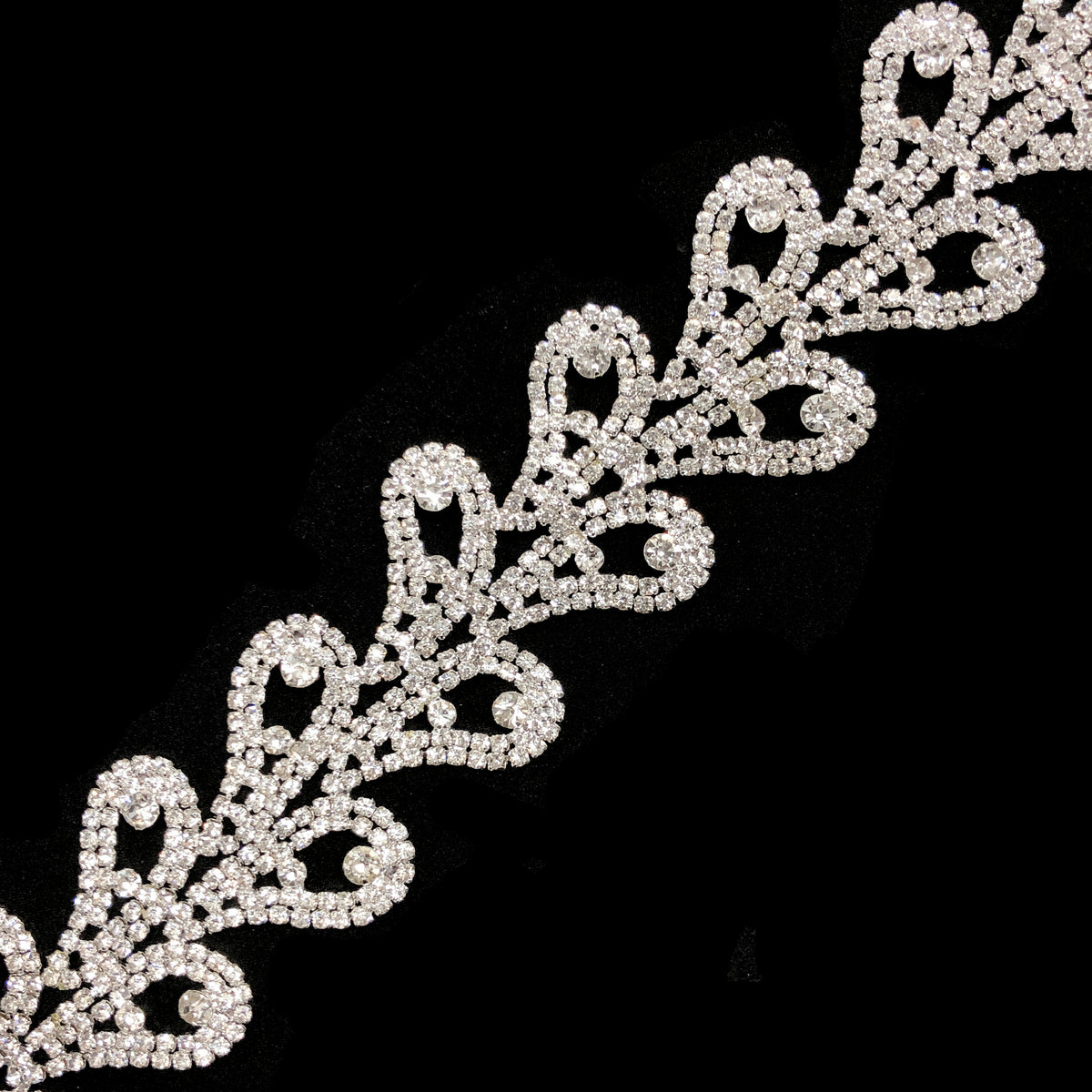 1 3/4" Curled Leaf Crystal Rhinestone Trim, RT054 Hai Trim & Feathers