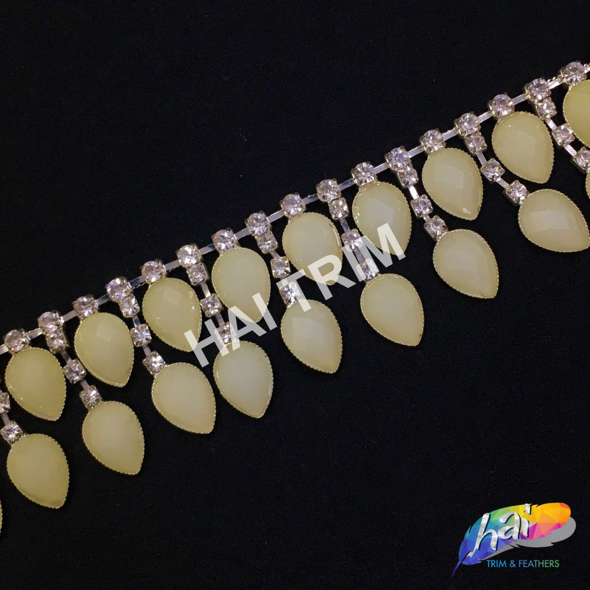 SALE! 1 1/4" 2-row Dangling Matte Color Teardrop Rhinestone Trim Fring