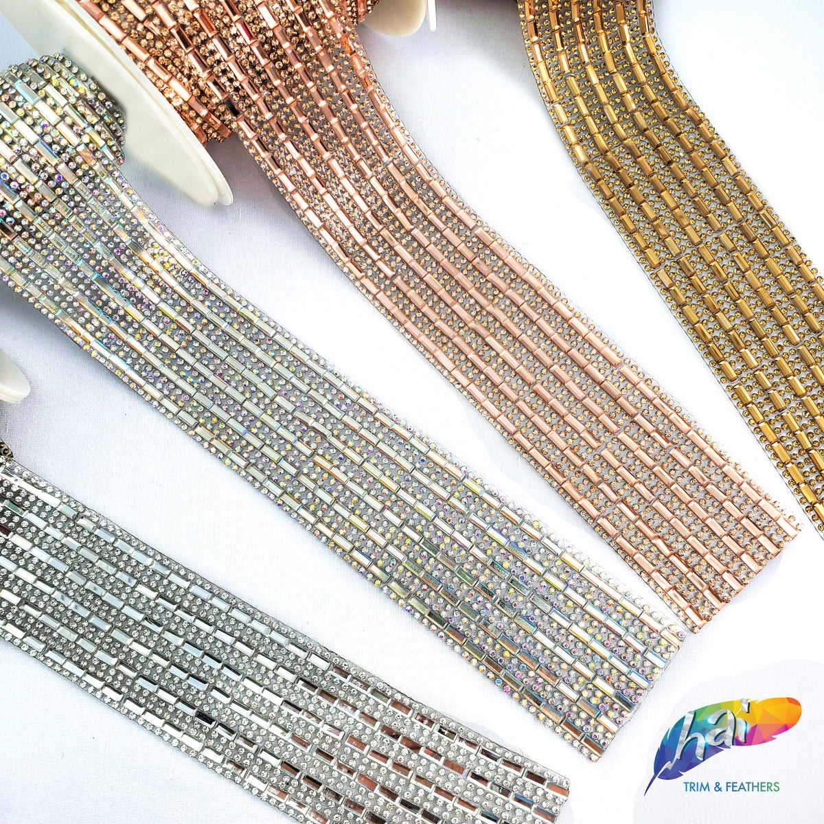 FINGERINSPIRE 1 Yard Sparkly Glass Rhinestone Trim - Iron-On Bling For DIY Dresses, Belts, & Crafts (15mm Wide) - View #9