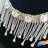 3" Dangling Rhinestone Cupchain Fringe with Round and Teardrop Stones, RF-046