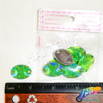 Green AB Meteorite Textured Resin Stones, #08