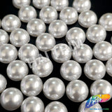 14mm White Flatback Glue On Pearls (50 pieces)