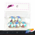 15mm Crystal AB Round Sew-on Rhinestones w/ Gold Metal Setting (5 pieces)