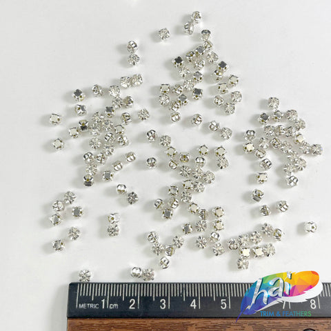 16ss Crystal Sew-on Rhinestone w/ Silver Metal Setting (144 pieces)