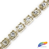 1/4" Gold Round Plastic Stud Trim w/ Rhinestones, PST-068-1