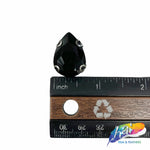 18x25mm Black Teardrop Sew-on Rhinestone w/ Metal Setting