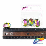 18x25mm Multicolor/Peacock Oval Sew-on Rhinestones w/ Metal Setting (4 pieces)