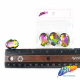 18x25mm Multicolor/Peacock Oval Sew-on Rhinestones w/ Metal Setting (4 pieces)