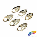 18x40mm Light Gold Metallic Cateye Acrylic Piece with Rhinestone (6 pieces)