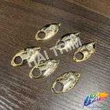 18x40mm Light Gold Metallic Cateye Acrylic Piece with Rhinestone (6 pieces)