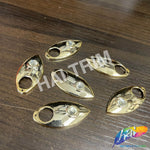 18x40mm Light Gold Metallic Cateye Acrylic Piece with Rhinestone (6 pieces)