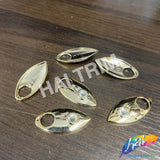 18x40mm Light Gold Metallic Cateye Acrylic Piece with Rhinestone (6 pieces)