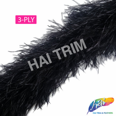 SALE! 3-ply Black Ostrich Boa (2 yards)