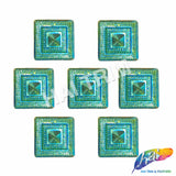 38x38mm Textured Square Medallion Color AB Resin Stones (4 pieces)