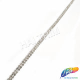 4mm 2-Row Silver Crystal Rhinestone Diamante Cupchain Trim