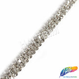 4mm 2-Row Silver Crystal Rhinestone Diamante Cupchain Trim