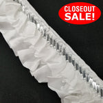 CLOSEOUT! 4.75 yards White Pleated Trim with Clear Stones , COT-043
