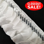 CLOSEOUT! 4.75 yards White Pleated Trim with Clear Stones , COT-043