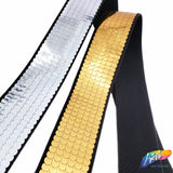 1 1/2" Silver Elastic Trim with Round Metallic Sequins, EST-003