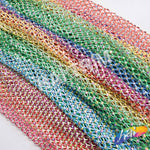 SALE! 36" x 48" Multicolor Rhinestone Mesh Fabric with Crystal AB Stones