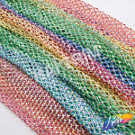 36" x 48" Multicolor Rhinestone Mesh Fabric with Crystal AB Stones