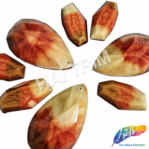 Matte Ombre Marble Acrylic Stones - Beige/Orange/Brown #1