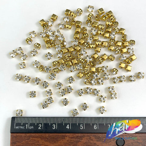 20ss Crystal Sew-on Rhinestone w/ Gold Metal Setting (144 pieces)