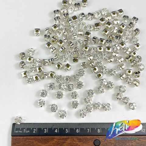 34ss Crystal Sew-on Rhinestone w/ Silver Metal Setting (144 pieces)
