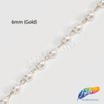 6mm White Pearl Trim with Chain Links