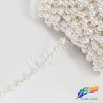 6mm White Pearl Trim with Chain Links