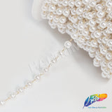 6mm White Pearl Trim with Chain Links