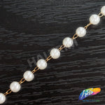 8mm White Pearl Trim with Chain Links